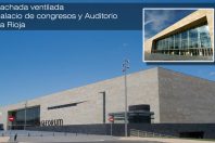 Fachada ventilada en piedra caliza del Palacio de Congresos y Auditorio de la Rioja
