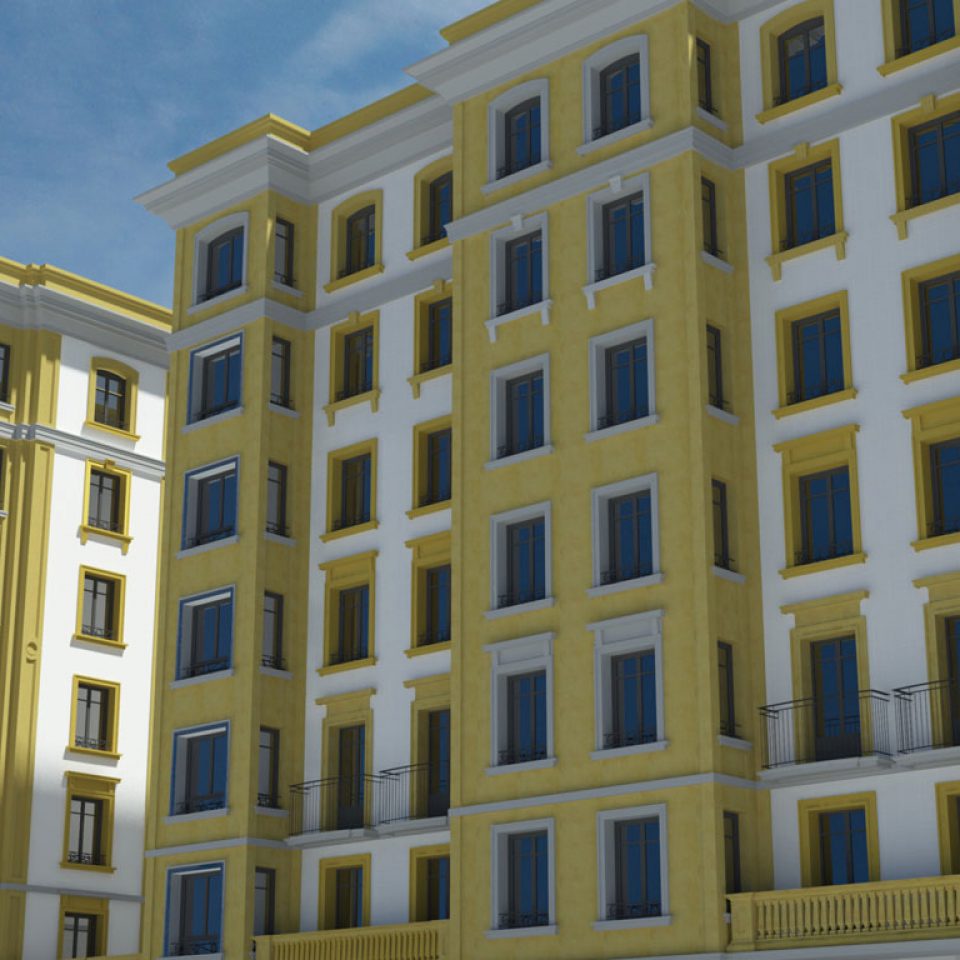 Infografías para presentación de rehabilitación de fachadas